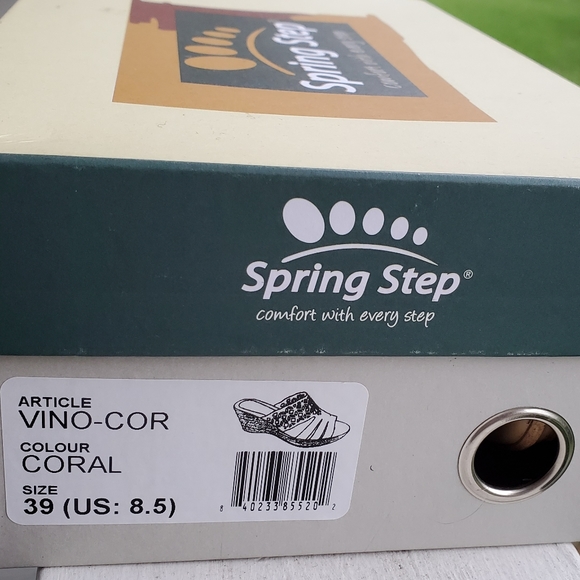 Spring Step Perforated Pink Leather Wedge Sandals - Picture 15 of 15